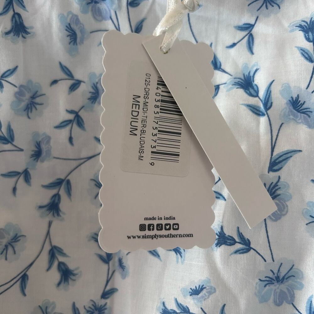 Simply Southern - NWT Blue & White Floral Mini Dress Size Medium - Picture 11 of 12